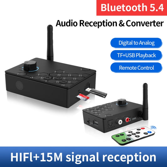 Bluetooth 5.4 Receiver Digital To Analog Card U Disk Converter Adapter With Remote Control(Coaxial Conversion) by buy2fix