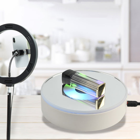15cm Spinning Display Stand with Gradient Color Lights for Glass Art(White) by buy2fix