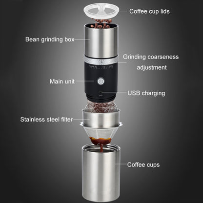 USB Electrical Bean Grinding Brewing Filter 3 in 1 Coffee Mug Portable Automatic Coffee Grinder(White) - Coffee Tools by buy2fix | Online Shopping UK | buy2fix