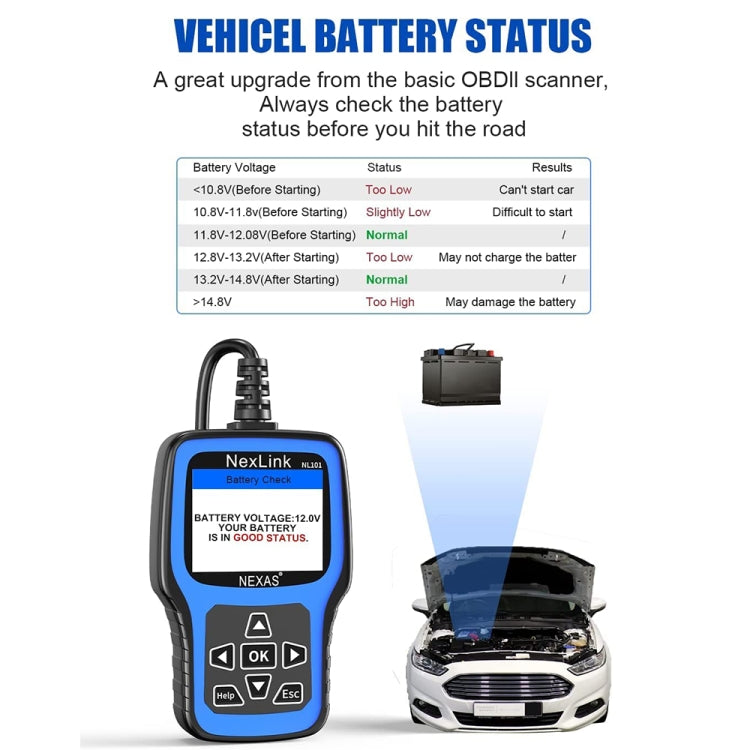 Nexas NL101 Universal OBD2 Scanner Diagnostic Tool & Battery Tester With OBDII - Electronic Test by Nexas | Online Shopping UK | buy2fix