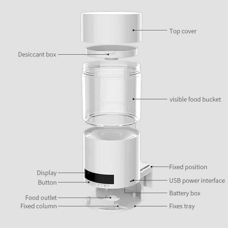 USB Direct Plug / Battery Dual-Use Automatic Fish Feeder Timing Dosing Feeder(White) - Feeders by buy2fix | Online Shopping UK | buy2fix