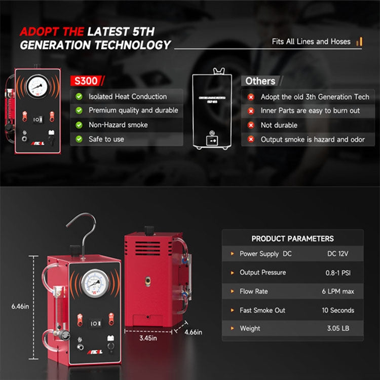 ANCEL S300 12V Car Smoke Leak Detector Smoke Generator EVAP Pipe Leak Location Analyzer - Electronic Test by ANCEL | Online Shopping UK | buy2fix