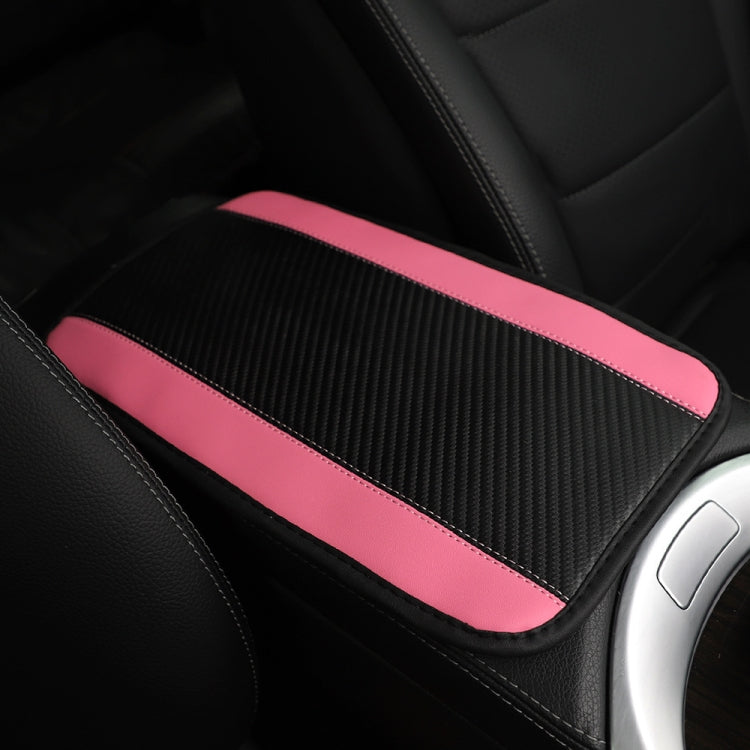 32x19cm PU Carbon Fiber Leather Central Armrest Box Cover Anti-slip Pad(Pink) - Seat Accessories by buy2fix | Online Shopping UK | buy2fix