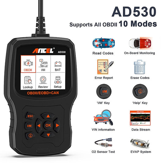 ANCEL AD530 2.8-Inch Screen OBD2 Car Engine Tester Car Battery Test Tool by ANCEL