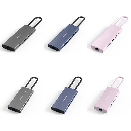 Blueendless 4K60Hz + Gigabit LAN + Data Type-C Docking Station, Spec: 6-in-1 Pink by Blueendless