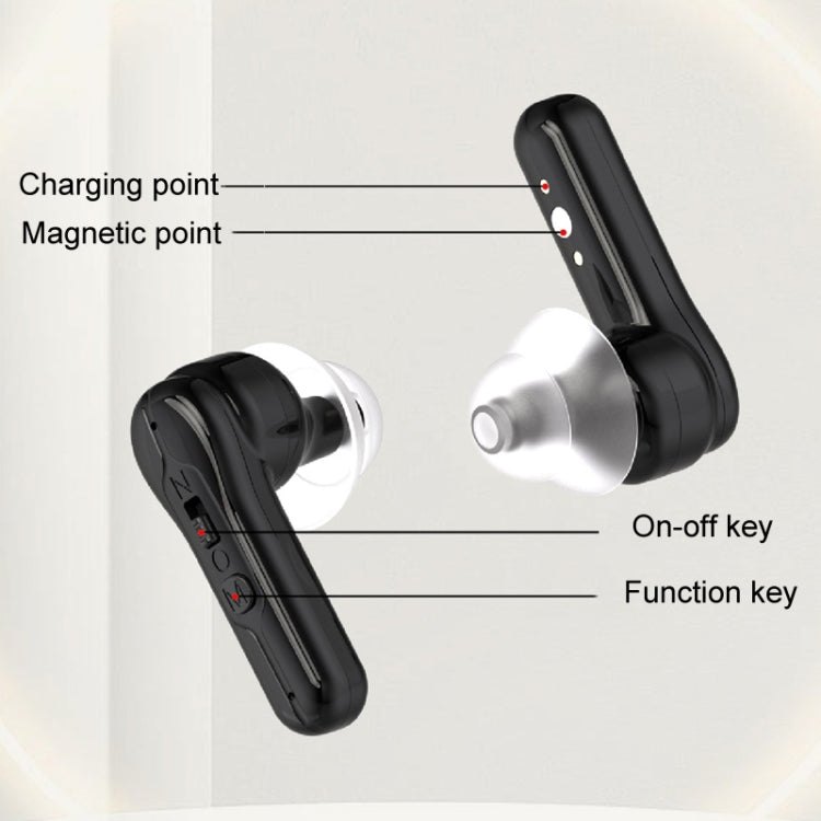 1pair Rechargeable In-Ear Hearing Aid Elderly Sound Amplifier(Black) - Hearing Aids by buy2fix | Online Shopping UK | buy2fix