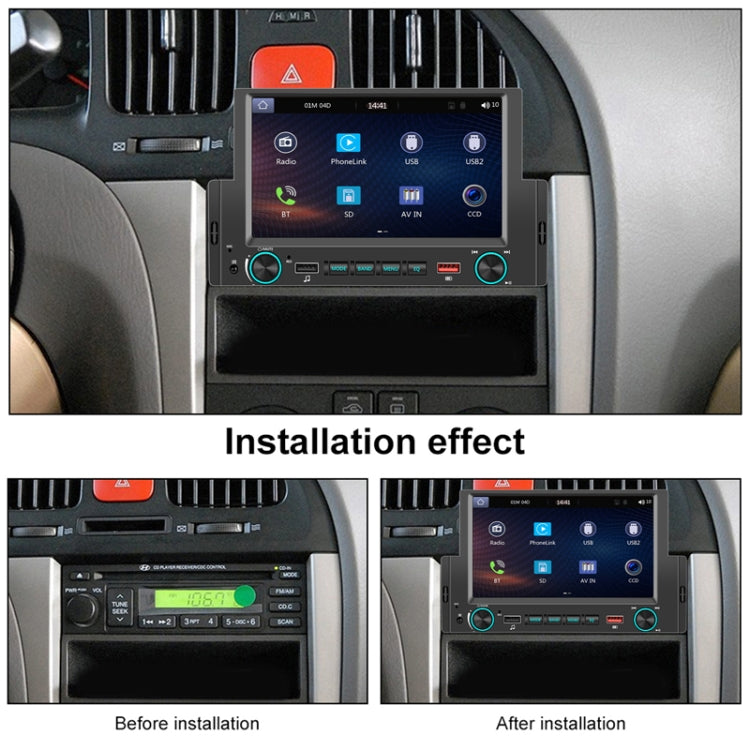 6.2 Inch MP5 Player Single Butt Universal Wired CarPlay Car Monitor, Model: Standard+4 Light Camera by buy2fix