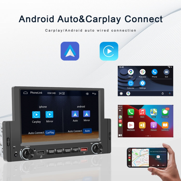 6.2 Inch MP5 Player Single Butt Universal Wired CarPlay Car Monitor, Model: Standard+4 Light Camera by buy2fix