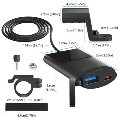 Motorcycle PD+USB Fast Charging Mobile Phone Charger Rearview Mirror Extension Bracket - Battery Charger by buy2fix | Online Shopping UK | buy2fix