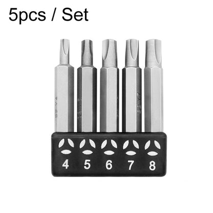 5pcs / Set Triangular Plum Blossom Chrome Vanadium Steel Bit Set Appliance Repair Electrical Drill Accessories With Magnetic - Drill & Drill Bits by buy2fix | Online Shopping UK | buy2fix