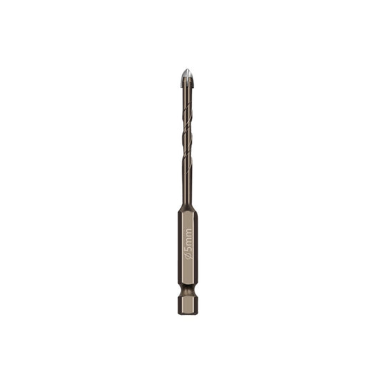 5mm Hexagonal Shank Spiral Flute Cross Alloy Drill Bits Glass Tile Four Edge Drivers