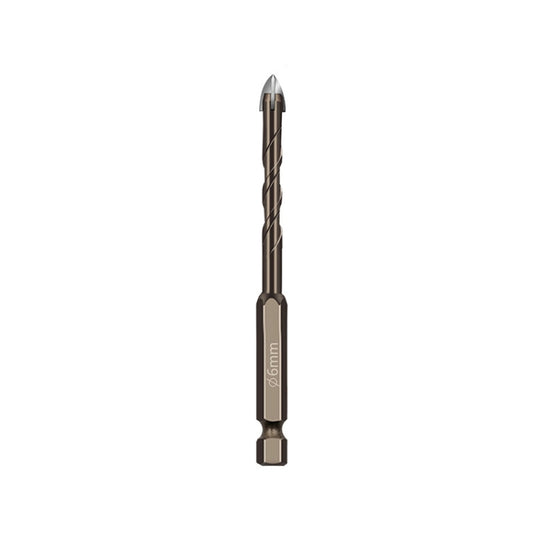 6mm Hexagonal Shank Spiral Flute Cross Alloy Drill Bits Glass Tile Four Edge Drivers