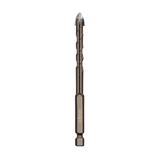8mm Hexagonal Shank Spiral Flute Cross Alloy Drill Bits Glass Tile Four Edge Drivers