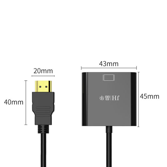 JINGHUA HDMI To VGA Adapter Cable Laptop Video Converter, Color: With Audio Black by JINGHUA