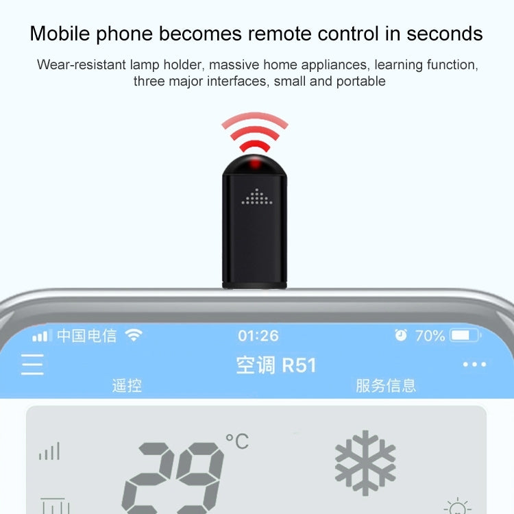 R09 For iPhone 15 Series Mobile Phone Infrared TV Air Conditioner Smart Remote Control(Black USB-C) - Phone Remote Control by buy2fix | Online Shopping UK | buy2fix