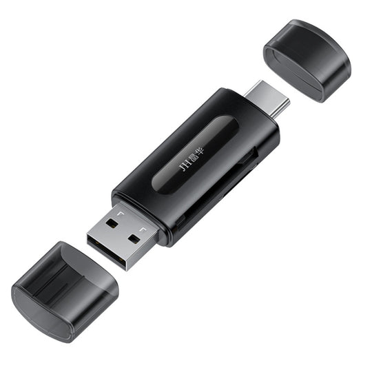 JINGHUA Type-C / USB2.0 TF+SD 2 In 1 Card Reader Multi-function Reader(Black)