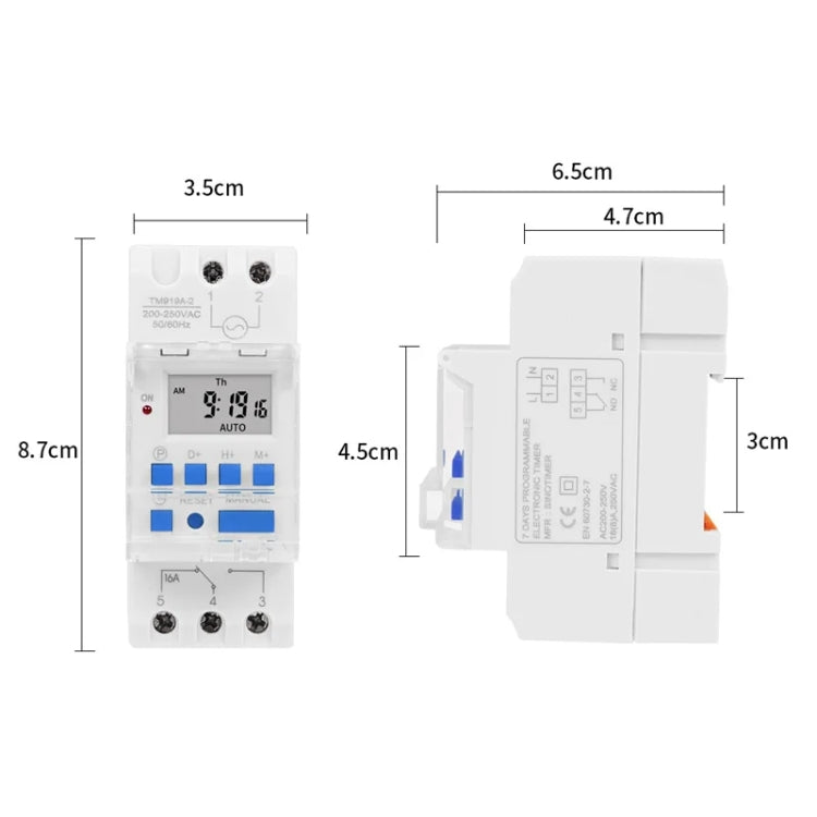 SINOTIMER TM919A-110V 16A Din Rail Mount Digital Timer Switch Microcomputer Weekly Programmable Time Relay Control - Switch by SINOTIMER | Online Shopping UK | buy2fix