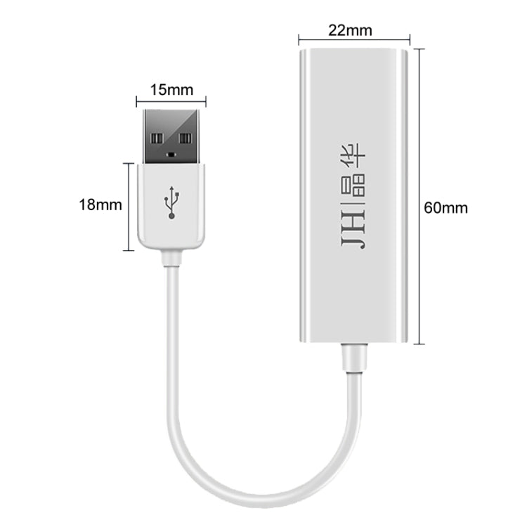 JINGHUA USB2.0 To RJ45 100Mbps Network Card Network Interface Box Laptop Network Card Free Driver(White) - USB Network Adapter by JINGHUA | Online Shopping UK | buy2fix