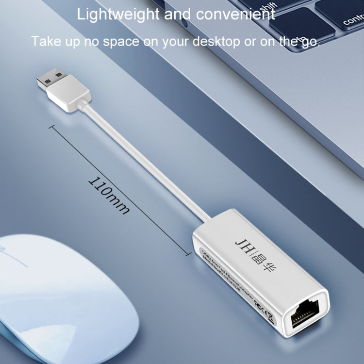 JINGHUA USB2.0 To RJ45 100Mbps Network Card Network Interface Box Laptop Network Card Free Driver(White) - USB Network Adapter by JINGHUA | Online Shopping UK | buy2fix