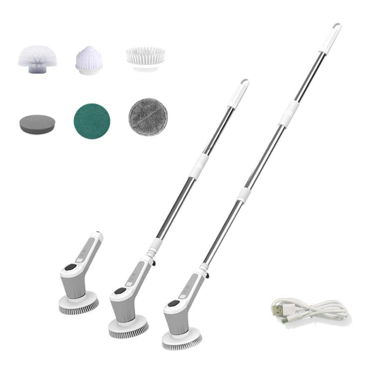 6 In 1 Automatic Water Spray Electric Spin Scrubber 53 Inch Cordless Rechargeable Cleaning Brush by buy2fix