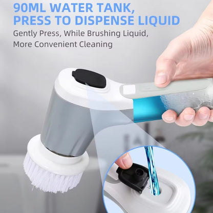 7 In 1 Automatic Water Spray Electric Spin Scrubber 53 Inch Cordless Rechargeable Cleaning Brush - Sponges, Cloths & Brushes by buy2fix | Online Shopping UK | buy2fix