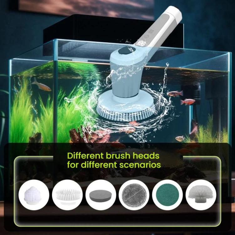 6 In 1 Automatic Water Spray Electric Spin Scrubber 53 Inch Cordless Rechargeable Cleaning Brush by buy2fix