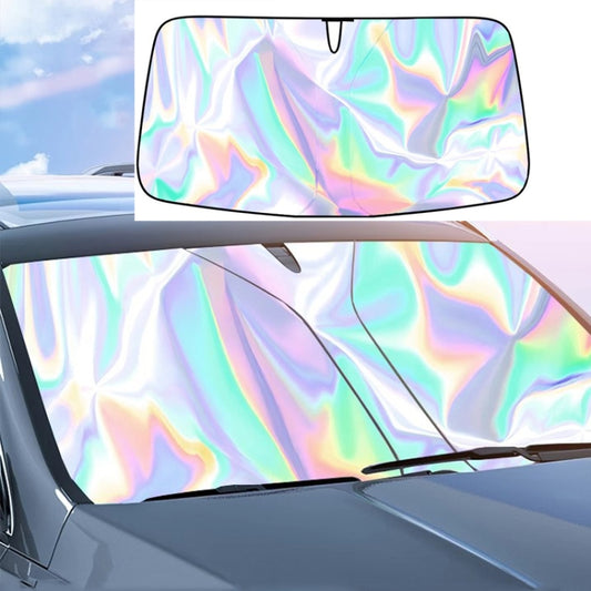 142x80cm Car Front Windshield Sunshade Colorful Laser Heat Insulation Sunscreen Sunshade Umbrella by buy2fix