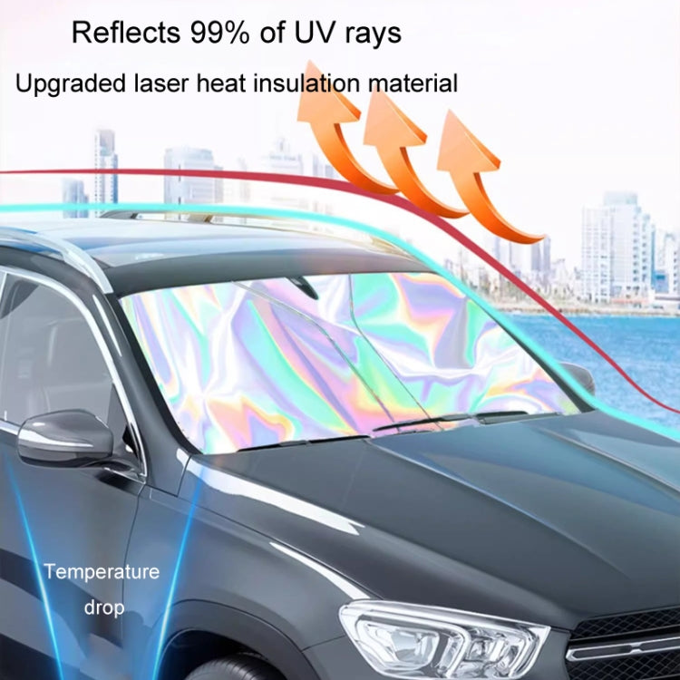 142x80cm Car Front Windshield Sunshade Colorful Laser Heat Insulation Sunscreen Sunshade Umbrella by buy2fix