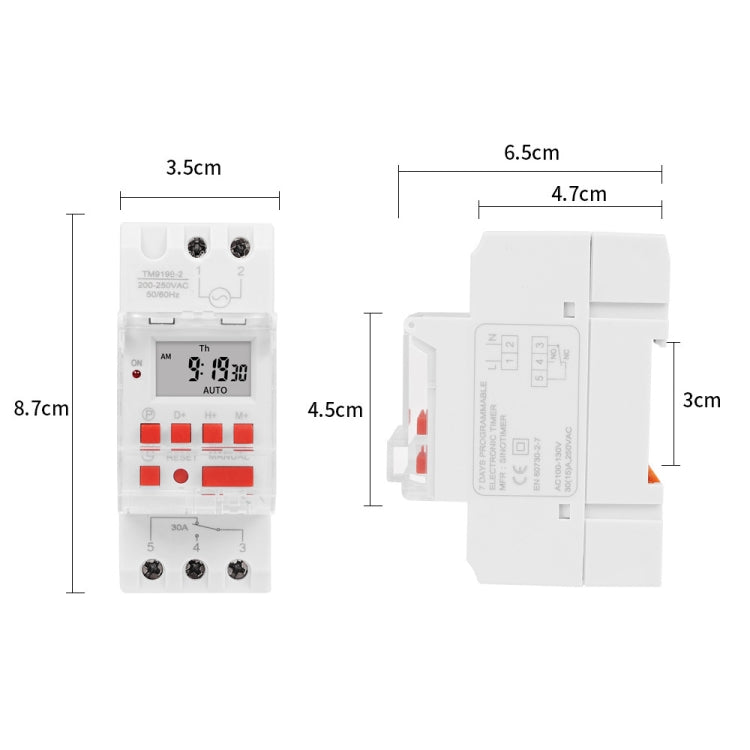 SINOTIMER TM919B-2 220V 30A Programmable Digital Timer Switch Automatic Cycle Timing Controller - Switch by SINOTIMER | Online Shopping UK | buy2fix