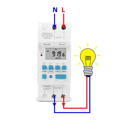 SINOTIMER TM919H-4 12V 16A DIN Rail 4 Pins Voltage Output Digital Switch Timer Automatic Cycle Timing Controller - Switch by SINOTIMER | Online Shopping UK | buy2fix