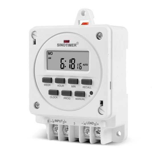 SINOTIMER TM618E -4 12V Smart Digital 7 Days Programmable Timer Switch 16A Controller With Mounting Base by SINOTIMER