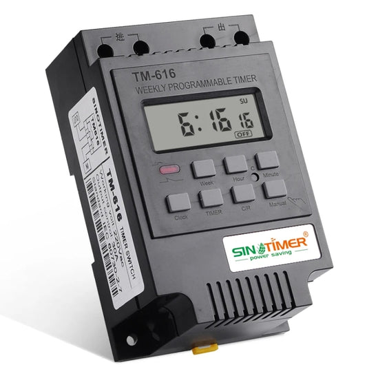 SINOTIMER TM616B-2 220V 30A Weekly Programmable Digital Timer Switch Relay Control by SINOTIMER