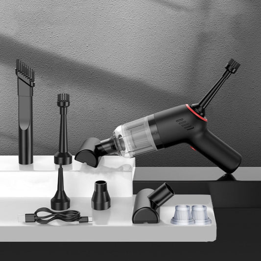 Wireless Charging Car Vacuum Cleaner Mini Handheld High Power Wet and Dry Vacuum Cleaner, Color: Black+2 Filters by buy2fix