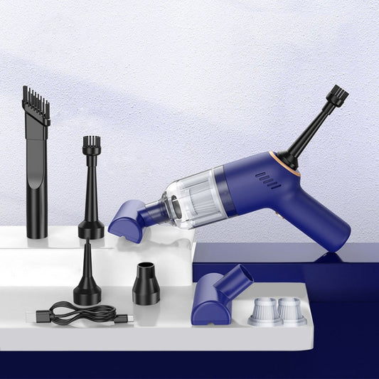 Wireless Charging Car Vacuum Cleaner Mini Handheld High Power Wet and Dry Vacuum Cleaner, Color: Blue+2 Filters by buy2fix