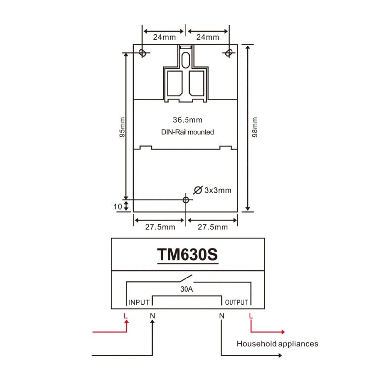 SINOTIMER TM630S-K 85-265V AC 30A Timer Switch 1 Second Interval Weekly Programmable Time Relay - Switch by SINOTIMER | Online Shopping UK | buy2fix