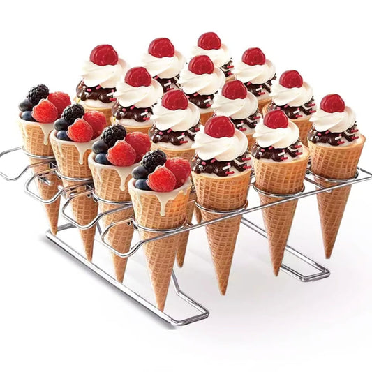 OASISWJ Baking Tools Oven Pie Net Cone Shell Rack Ice Cream Display Storage Shelf(Foldable 16 Holes) by OASISWJ