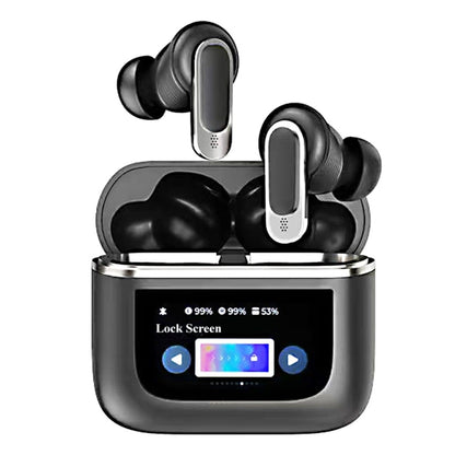 V8 Smart Color Screen Touch ANC Active Noise Reduction Wireless Bluetooth Earphones(Black) - TWS Earphone by buy2fix | Online Shopping UK | buy2fix