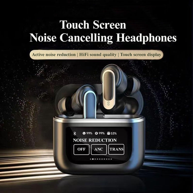 V8 Smart Color Screen Touch ANC Active Noise Reduction Wireless Bluetooth Earphones(Gold) - TWS Earphone by buy2fix | Online Shopping UK | buy2fix