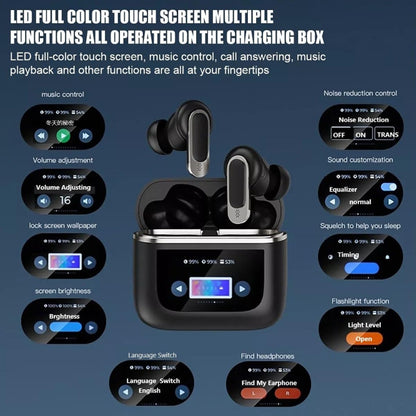 V8 Smart Color Screen Touch ANC Active Noise Reduction Wireless Bluetooth Earphones(Gold) - TWS Earphone by buy2fix | Online Shopping UK | buy2fix