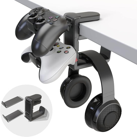 360 Degree Rotation Headset Bracket With Game Handle Organizer(Black) - Headset Stand by buy2fix | Online Shopping UK | buy2fix