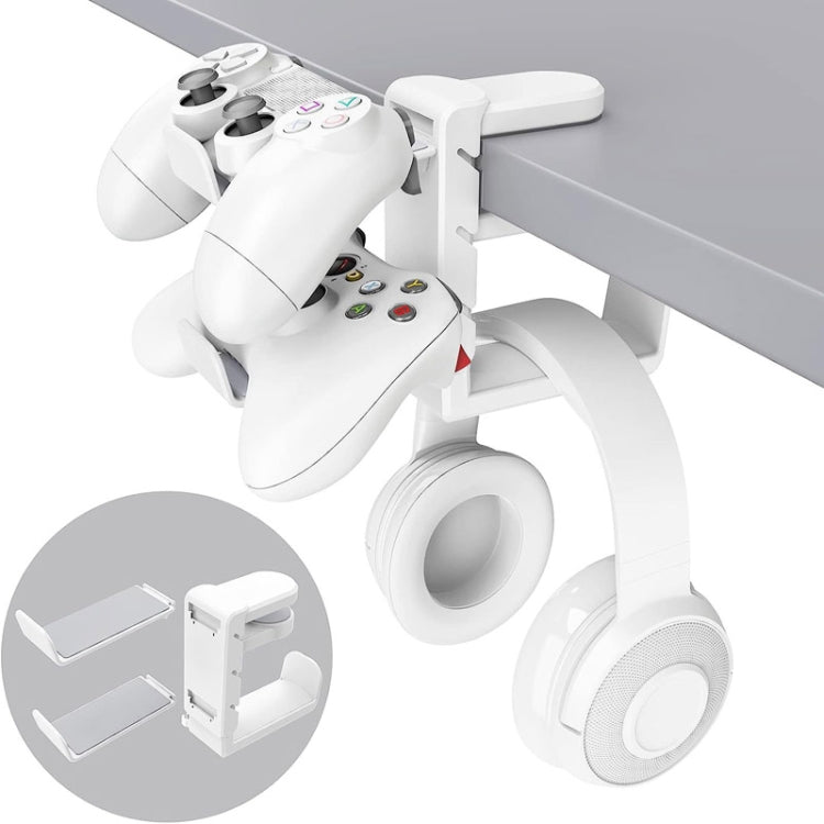 360 Degree Rotation Headset Bracket With Game Handle Organizer(White) - Headset Stand by buy2fix | Online Shopping UK | buy2fix