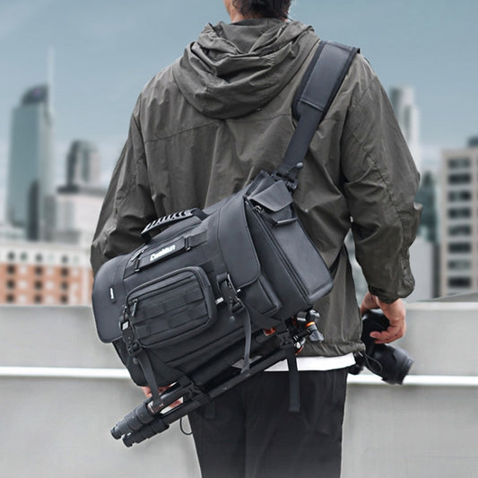 Cwatcun D115 Shoulder Crossbody Waterproof Leather Film DSLR Camera Bag, Color: Black Small by Cwatcun
