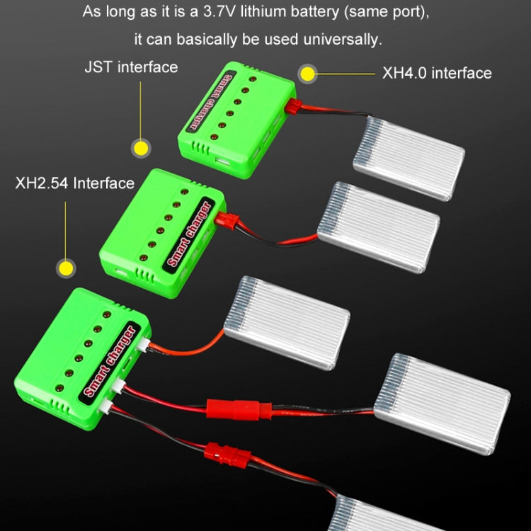 One To Six 3.7V Lithium Battery Drone USB Charger, Color: Green XH2.54 Port - Charger by buy2fix | Online Shopping UK | buy2fix