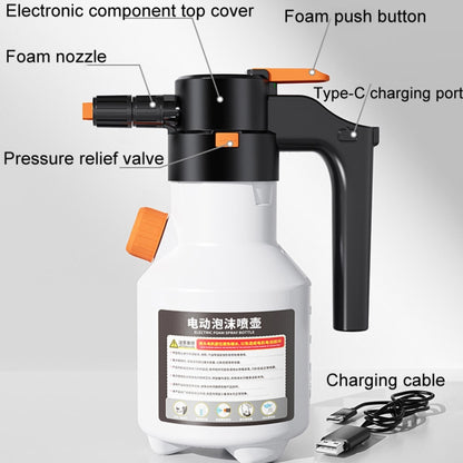 2L Car Wash Electric Foam Sprayer Rechargeable Pressurized PA Pot Electric Booster Sprayer(White) - Car washing supplies by buy2fix | Online Shopping UK | buy2fix