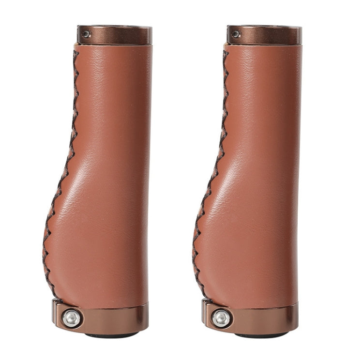 1pair Bicycle Non-Slip Leather Handlebar Grips Mountain Bike Vintage Handlebar Protector(Brown) - Bicycle Grips by buy2fix | Online Shopping UK | buy2fix