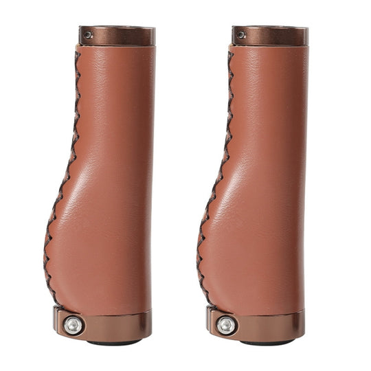 1pair Bicycle Non-Slip Leather Handlebar Grips Mountain Bike Vintage Handlebar Protector(Brown)