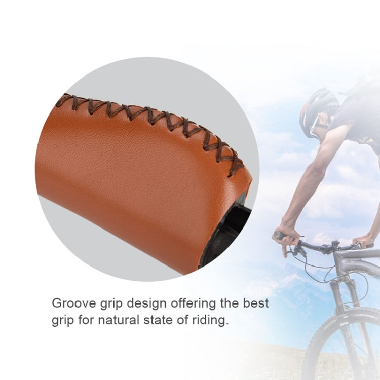 1pair Bicycle Non-Slip Leather Handlebar Grips Mountain Bike Vintage Handlebar Protector(Brown) - Bicycle Grips by buy2fix | Online Shopping UK | buy2fix