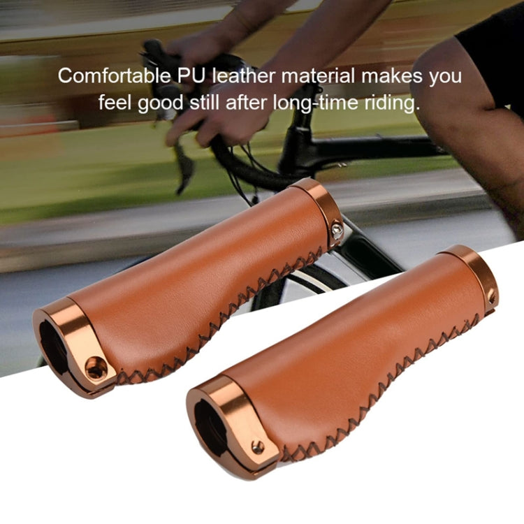 1pair Bicycle Non-Slip Leather Handlebar Grips Mountain Bike Vintage Handlebar Protector(Brown) - Bicycle Grips by buy2fix | Online Shopping UK | buy2fix