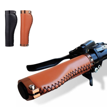 1pair Bicycle Non-Slip Leather Handlebar Grips Mountain Bike Vintage Handlebar Protector(Brown) - Bicycle Grips by buy2fix | Online Shopping UK | buy2fix