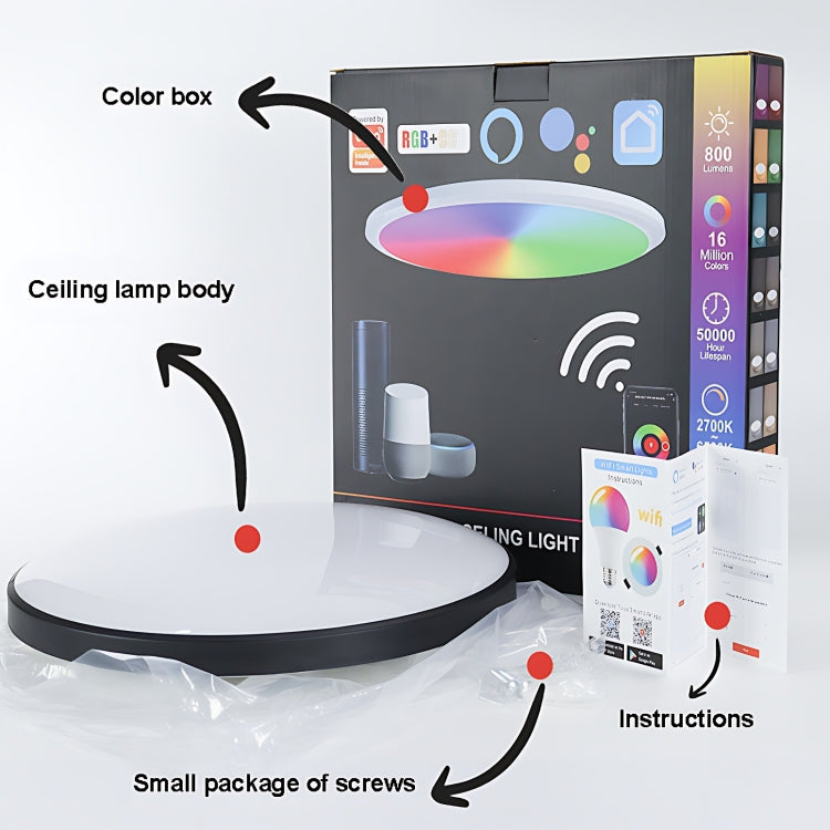 24W 30cm RGBCW Full Color Smart WiFi Tuya Ceiling Light with Remote Control - Smart Light Bulbs by buy2fix | Online Shopping UK | buy2fix